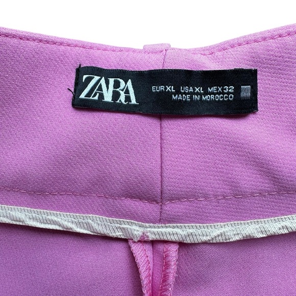 Zara High Waisted Pink Trouser Pants Cropped Ankle XL - Picture 7 of 8